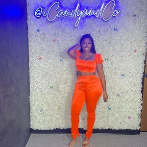 Satin Crop Top Two Piece